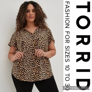 Torrid 5X Rayon Crepe Tie Flutter Sleeve Peasant Top